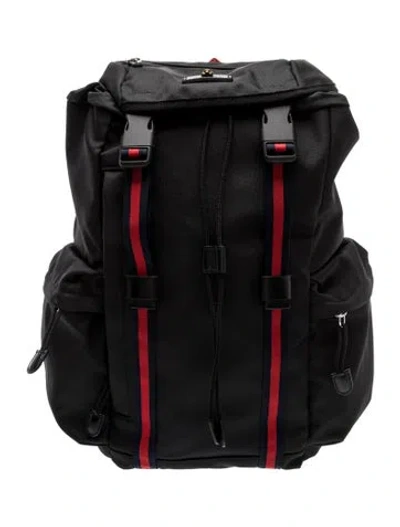 Pre-owned Gucci Web Backpack In Black