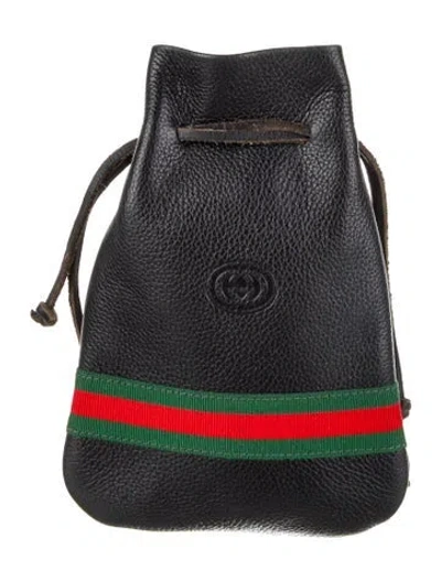 Pre-owned Gucci Web Backpack In Black