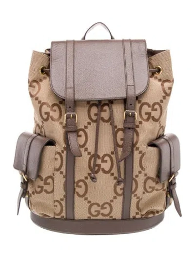 Pre-owned Gucci Web Backpack In Brown