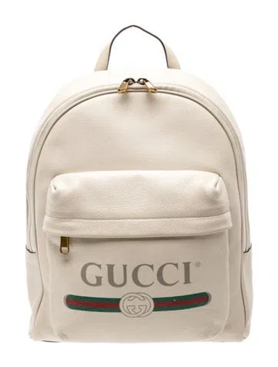 Pre-owned Gucci Web Backpack In Neutrals