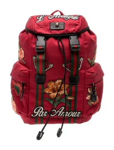 Pre-owned Gucci Web Backpack In Red