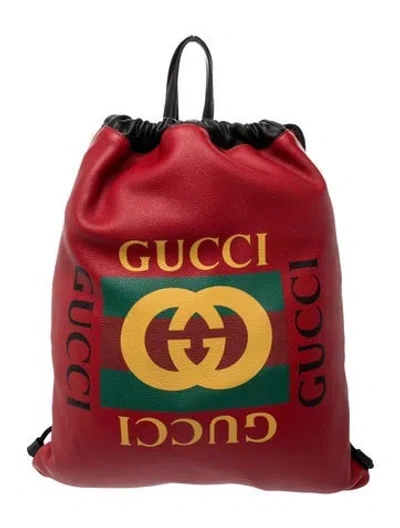 Pre-owned Gucci Web Backpack In Red