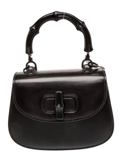 Pre-owned Gucci Web Bamboo 1947 Mini In Black