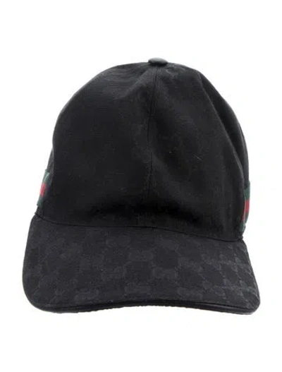 Pre-owned Gucci Web Baseball Hat In Black