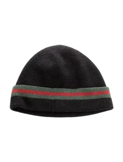 Pre-owned Gucci Web Beanie In Black