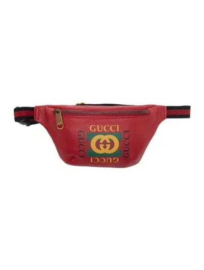Pre-owned Gucci Web Belt Bag In Red