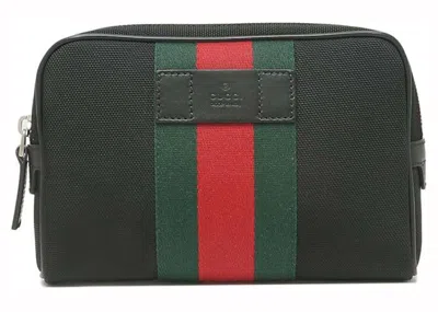 Pre-owned Gucci Web Belt Stripe Belt Bag In Black