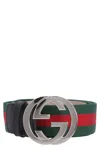 GUCCI GUCCI WEB BELT WITH DOUBLE G BUCKLE