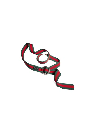 Gucci Web Belt With D-ring Buckle In Gray