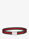 Gucci Belt With Web Ribbon And Rectangular Buckle In Green