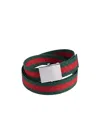Gucci Belt With Web Ribbon And Rectangular Buckle In Multi