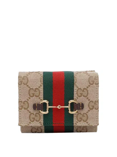 Gucci Web Bi-fold Wallet In Brown