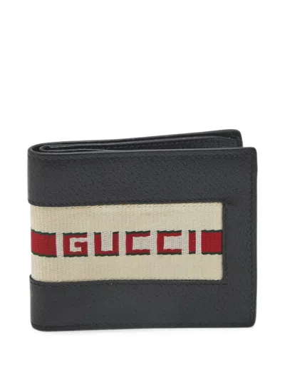 Pre-owned Gucci Web Bifold Wallet In Black