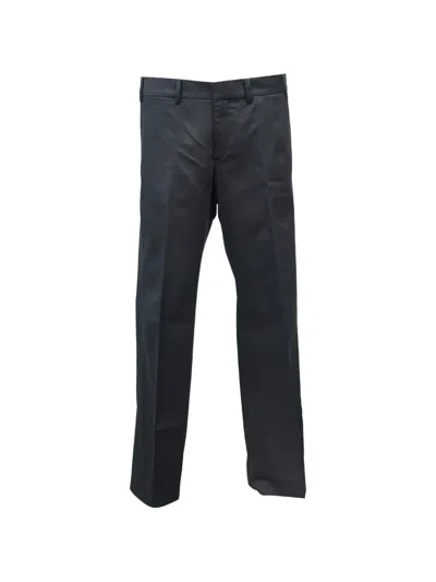 Pre-owned Gucci Web-buckle Straight-leg Trousers In Black