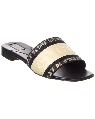 Gucci Web Canvas & Leather Sandal In Black