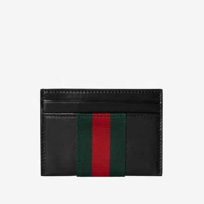 Gucci Logo Leather Card Holder In Black