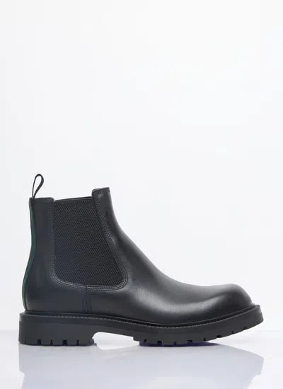 Gucci Web-detail Leather Chelsea Boots In Black