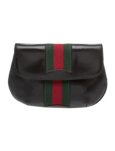 Pre-owned Gucci Web Clutch In Black