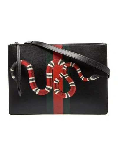 Pre-owned Gucci Web Clutch In Black