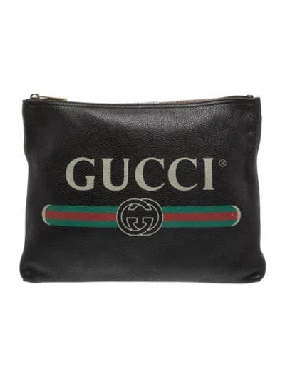 Pre-owned Gucci Web Clutch In Black