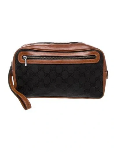 Pre-owned Gucci Web Clutch Vintage In Black