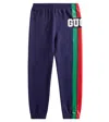 Gucci Web Cotton Jersey Sweatpants In Blue