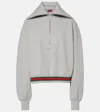 Gucci Grey Sweatshirt With Half Zip Closure And Web Detail On The Waist In Jersey Woman In Grey