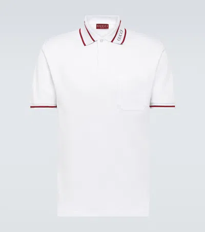 Gucci Web Cotton Piqué Polo Shirt In White