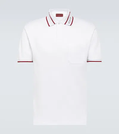 Gucci Cotton Piquet Polo Shirt With Web In White