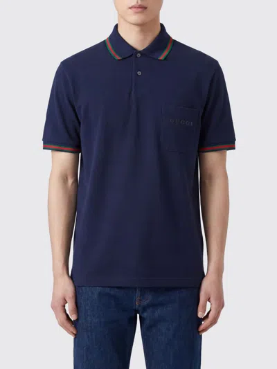 Gucci Web Cotton Polo Shirt In Brown