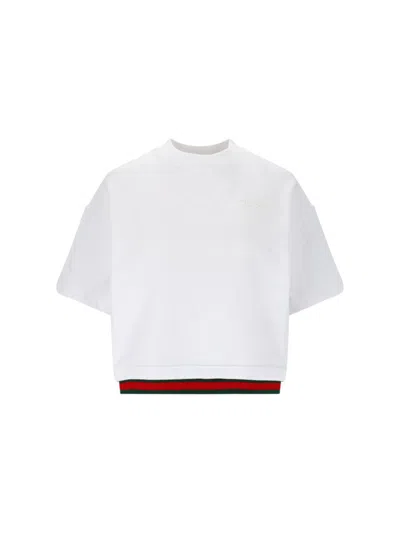 GUCCI GUCCI "WEB" CROP T-SHIRT – WHITE