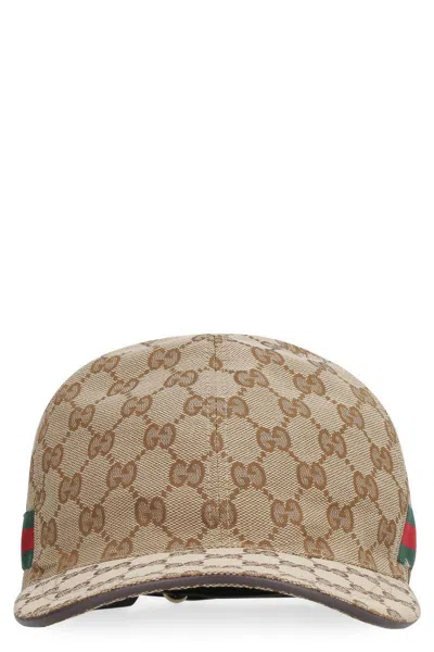 Gucci Web Detail Baseball Cap In Beige