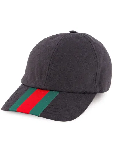 Gucci Web-detail Baseball Cap In Black