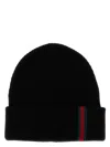Gucci L Beanie Hat With Web Detail In Black