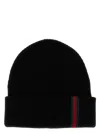 Gucci L Beanie Hat With Web Detail In Brown