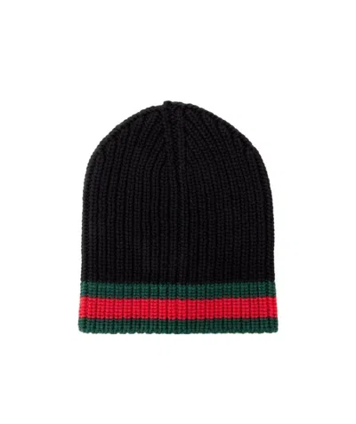 Gucci Web Detail Beanie In Black