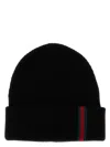 Gucci L Beanie Hat With Web Detail In Black