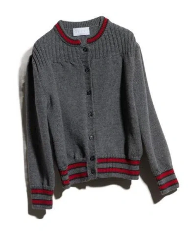 Gucci Web Detail Cardigan In Gray