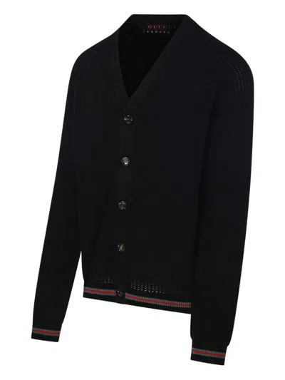 GUCCI GUCCI WEB DETAIL COTTON CARDIGAN