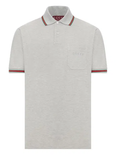 GUCCI GUCCI WEB DETAIL COTTON POLO SHIRT