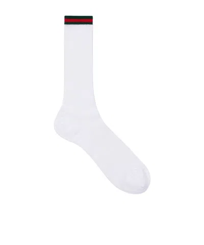 Gucci Cotton Blend Socks With Web In White
