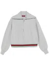 Gucci Grey Sweatshirt With Half Zip Closure And Web Detail On The Waist In Jersey Woman In Grey