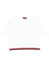 Gucci Crop Cotton Sweatshirt With Web Profiles In White