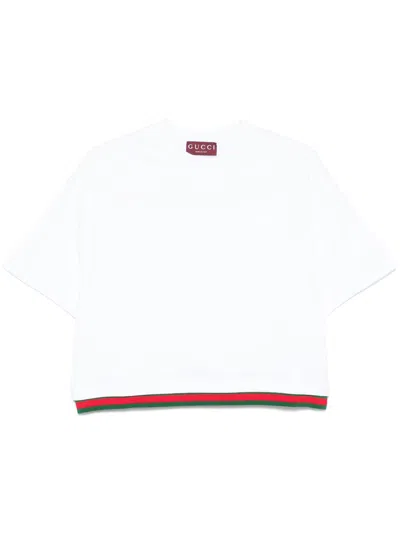 GUCCI GUCCI WEB DETAIL COTTON T SHIRT