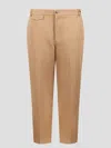 Gucci Web-detail Cotton Trousers In Light Brown