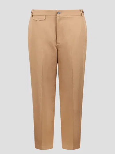 Gucci Web Detail Cotton Trousers In Light Brown