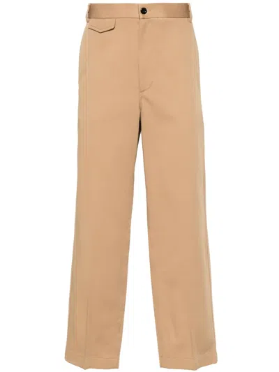 Gucci Pantaloni In Cotone Con Dettaglio Web Trousers Beige In Neutral