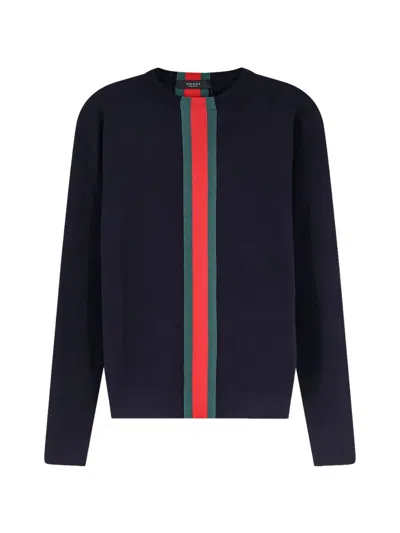 Gucci Web Detail Cotton T-shirt In Black