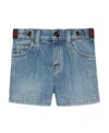 Gucci Web-detail Denim Bermuda Shorts In Blue