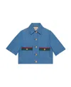 Gucci Web-detail Denim Shirt In Blue